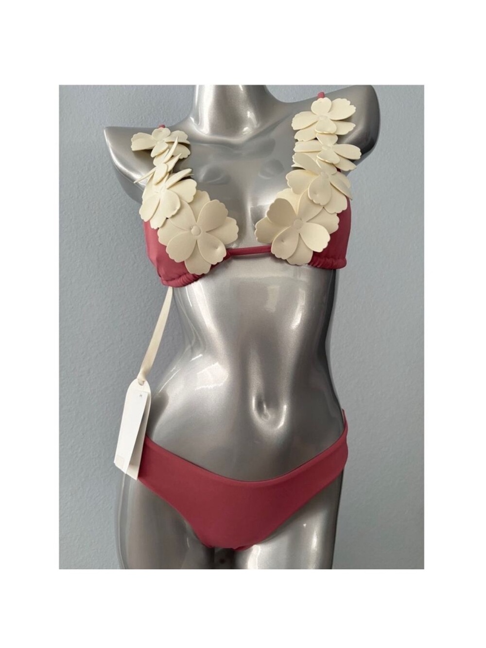Floral Appliqué Pink Bikini Set S/M
